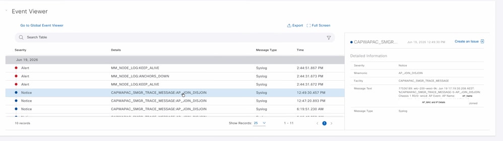 Event Viewer for Wireless LAN Controller - Example1