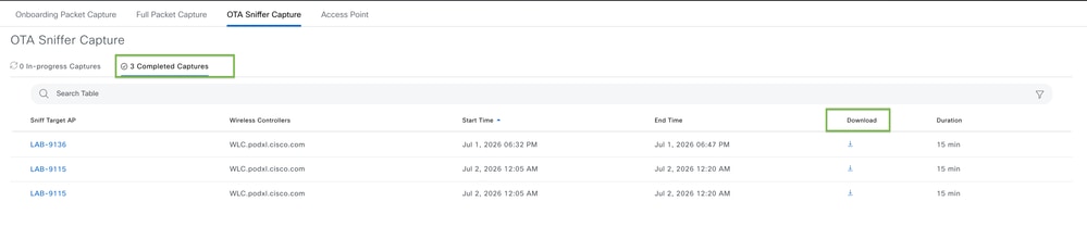 Completed Capture - OTA Sniffer Capture
