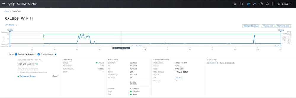 Telemetry + Health Status of Client