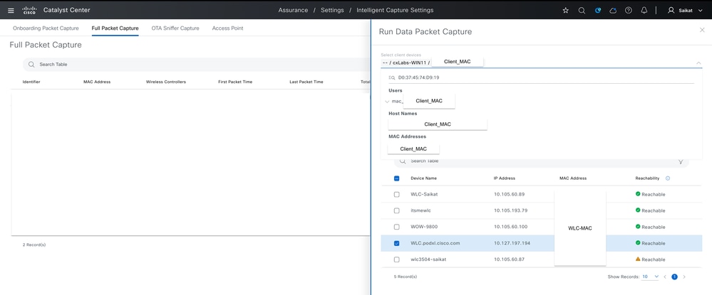 Full Packet Capture for Client