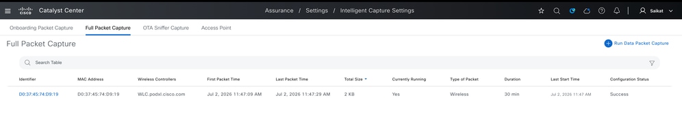 Scehduled Full Packet Capture for Client