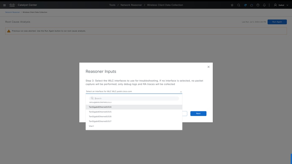 Select Interface on WLC to Troubleshoot Wireless Client