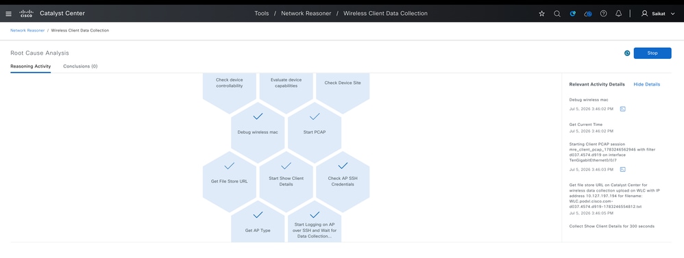 Tasks Running to Troubleshoot Wireless Client Issue