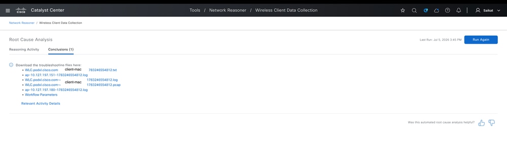 Captures Collected from WLC and AP for Wireless Client Issue