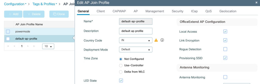 Set a country in the AP join profile