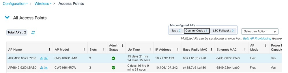 Misconfigured country codes show in the AP list