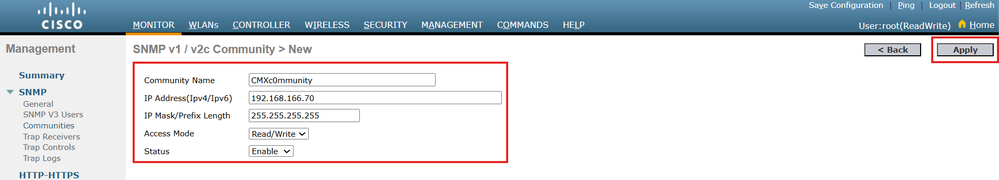 SNMP Version 2 Configuration Details