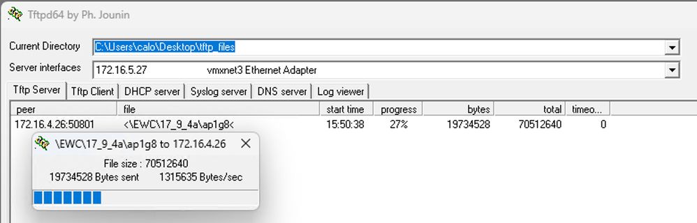 TFTPD-64 File Transfer Progress