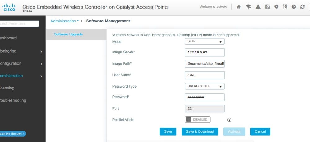 SFTP Configuration in the GUI