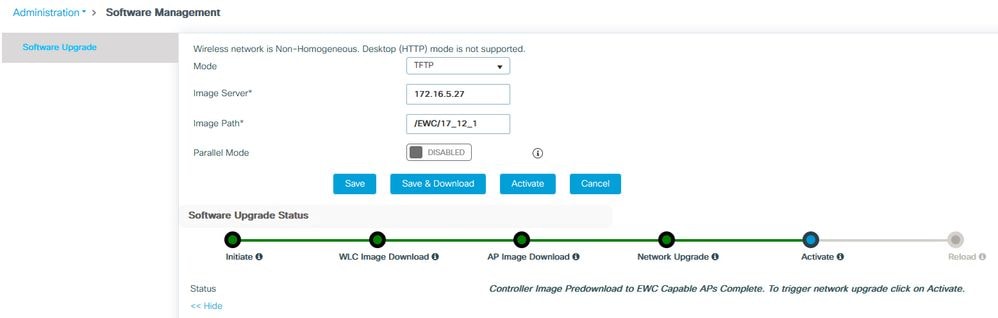 EWC Web UI Upgrade Progress Bar