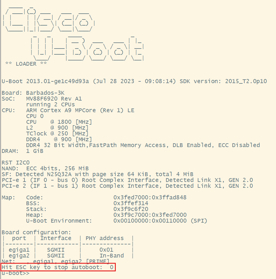 U-Boot Startup Screen