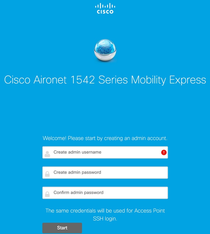 Mobility Express login page