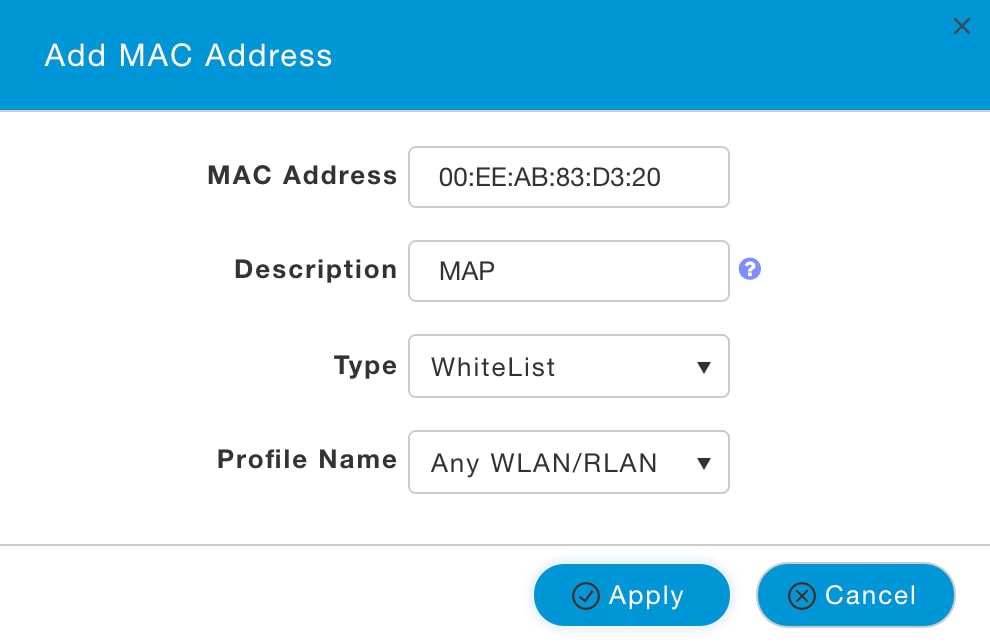 Add a MAC address to the MAC filter