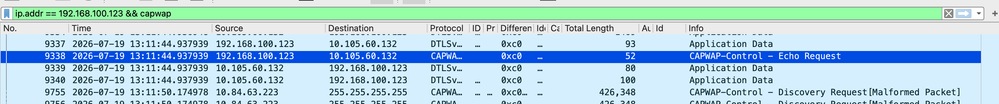 CAPWAP control echo request