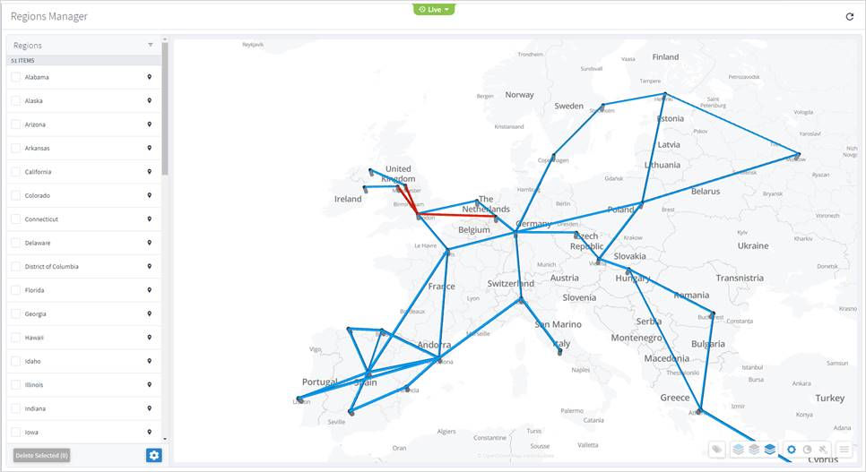 Machine generated alternative text:Regions ManagerRegions51 ITEMSAlabamaAlaskaArizonaArkansasCaliforniaColoradoConnecticutDelawareDistrict of ColumbiaFloridaGeorgiaHawaiiIdahoIllinoisIndianaDelete Selected (0)Reykjavik9999999999999999IrelandVigo?PortuSevilleO LiveUn itedomLe HavreFraeauxBergenTrondheimNorwayKristiansandHamSundsvallSwedenagenBerlinsdenVaasaGdahskFinlandPetrozavodskTampereSaintPetersburgtoniaLatviahuania:pskovelarusBryanskUkraineInOranThendsNetBelgiumSwitzerlLyoneilleConstantineRepechKra kowlicSlovakiaVi nMunichceonandTunisSousseAustriaSloveniaMarinoNaplesPalermoCataniaVallettaHuSerMontenegroaniaBucBulMaced iaThes IonikiGreeceTransnistriaestCpostan!ariaIstanbulBursaIzmirAlgiersVologdaYaroslavlNizhNovgcRyazanVoronezhKharkivDonetskKrasnoSamsunAnkaraTurkeyKonyaAda nacvnrus