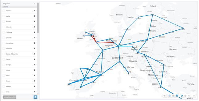 Machine generated alternative text:Regions ManagerRegions51 ITEMSAlabamaAlaskaArizonaArkansasCaliforniaColoradoConnecticutDelawareDistrict of ColumbiaFloridaGeorgiaHawaiiIdahoIllinoisIndianaDelete Selected (0)Reykjavik9999999999999999IrelandVigo?PortuSevilleO LiveUn itedomLe HavreFraeauxBergenTrondheimNorwayKristiansandHamSundsvallSwedenagenBerlinsdenVaasaGdahskFinlandPetrozavodskTampereSaintPetersburgtoniaLatviahuania:pskovelarusBryanskUkraineInOranThendsNetBelgiumSwitzerlLyoneilleConstantineRepechKra kowlicSlovakiaVi nMunichceonandTunisSousseAustriaSloveniaMarinoNaplesPalermoCataniaVallettaHuSerMontenegroaniaBucBulMaced iaThes IonikiGreeceTransnistriaestCpostan!ariaIstanbulBursaIzmirAlgiersVologdaYaroslavlNizhNovgcRyazanVoronezhKharkivDonetskKrasnoSamsunAnkaraTurkeyKonyaAda nacvnrus