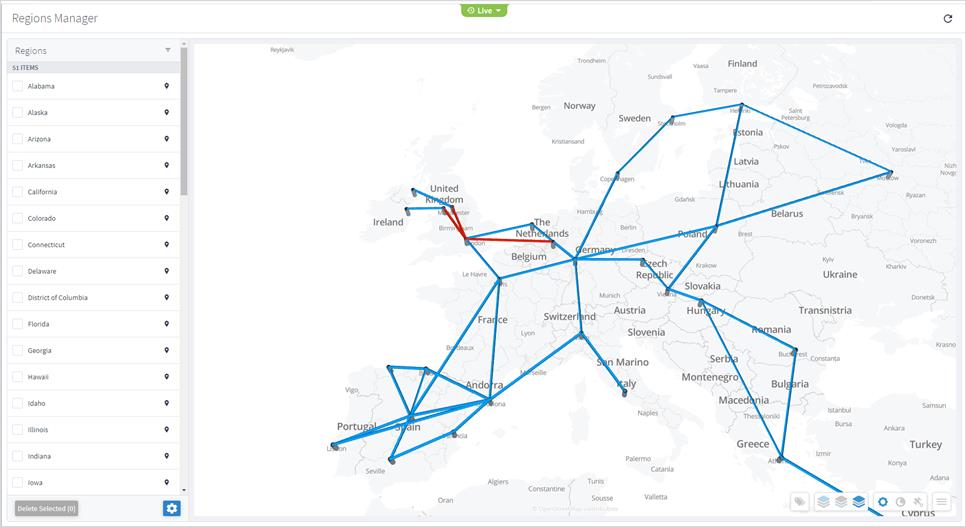 Machine generated alternative text:Regions ManagerRegions51 ITEMSAlabamaAlaskaArizonaArkansasCaliforniaColoradoConnecticutDelawareDistrict of ColumbiaFloridaGeorgiaHawaiiIdahoIllinoisIndianaDelete Selected (0)Reykjavik9999999999999999IrelandVigo?PortuSevilleO LiveUn itedomLe HavreFraeauxBergenTrondheimNorwayKristiansandHamSundsvallSwedenagenBerlinsdenVaasaGdahskFinlandPetrozavodskTampereSaintPetersburgtoniaLatviahuania:pskovelarusBryanskUkraineInOranThendsNetBelgiumSwitzerlLyoneilleConstantineRepechKra kowlicSlovakiaVi nMunichceonandTunisSousseAustriaSloveniaMarinoNaplesPalermoCataniaVallettaHuSerMontenegroaniaBucBulMaced iaThes IonikiGreeceTransnistriaestCpostan!ariaIstanbulBursaIzmirAlgiersVologdaYaroslavlNizhNovgcRyazanVoronezhKharkivDonetskKrasnoSamsunAnkaraTurkeyKonyaAda nacvnrus