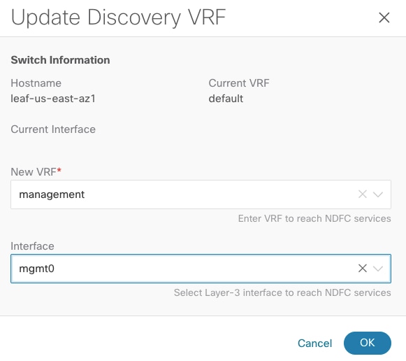 Graphical user interface, text, application, emailDescription automatically generated,Figure 4: Update Discovery VRF.