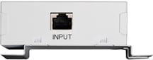 Close-up of a white device with a black and silver plugAI-generated content may be incorrect.