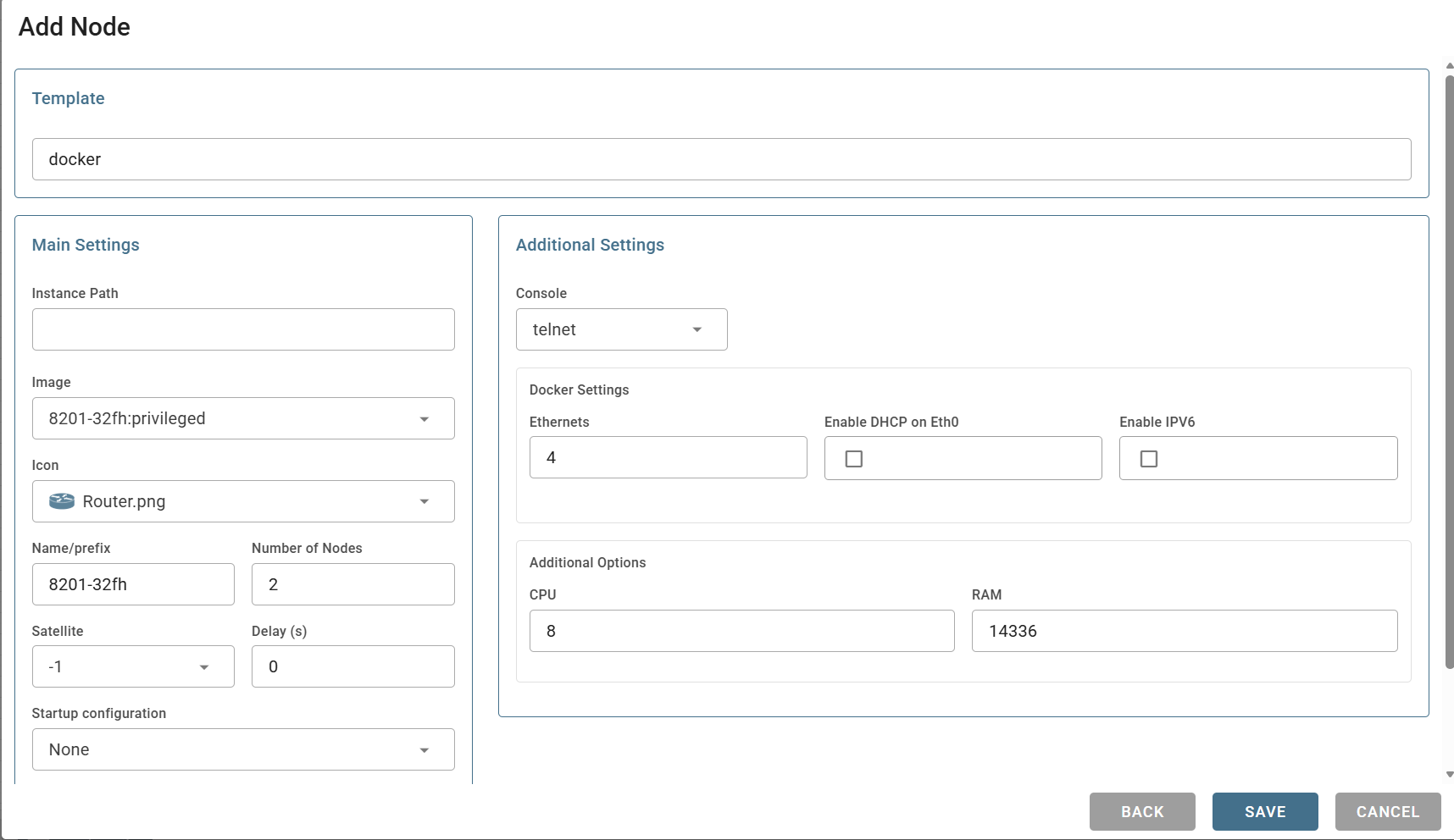 EVE-NG Add Docker Node Configuration