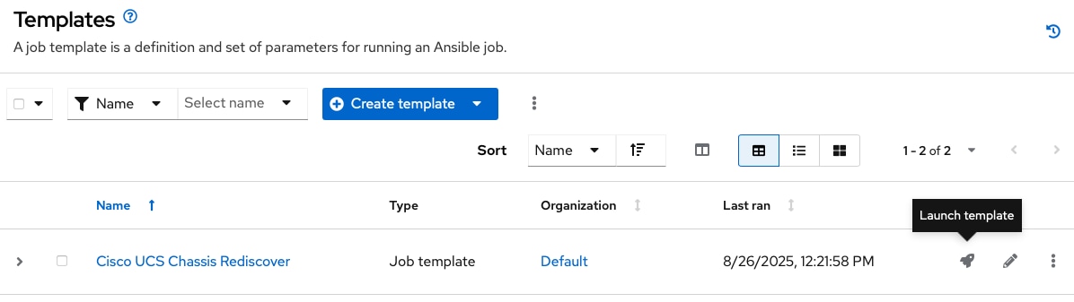 Ansible Automation Platform screen shot  how to launch a job template.