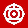 A red and white logo