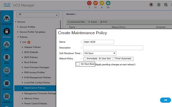 Description: DeploymentGuide-Screenshots/UCS%20Server%20Configuration%20Screenshots/MaintenancePolicy.png