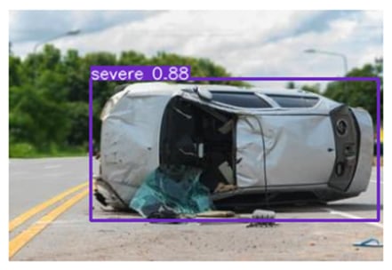 A car that has been crashed on the side of the roadDescription automatically generated