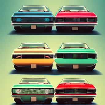 A group of cars in different colorsDescription automatically generated