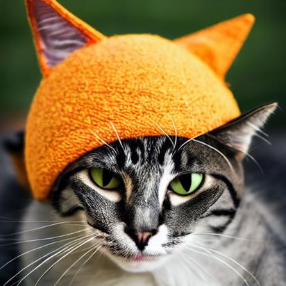 A cat wearing a hatDescription automatically generated