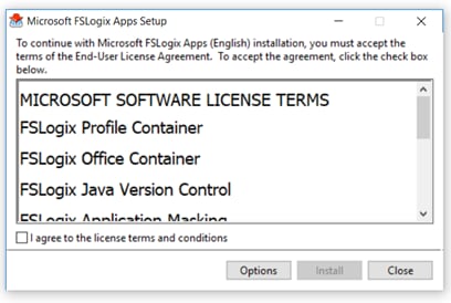 Screenshot of click through license