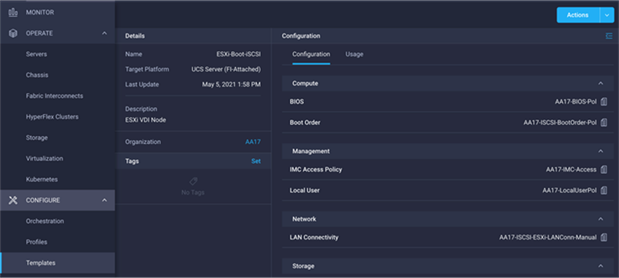 Server profile template for iSCSI boot from SAN