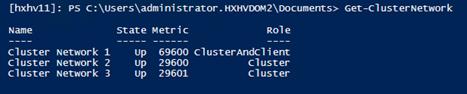 Machine generated alternative text:ps C: . Get-clusterNetworkNameclusterclusterclusterstate MetricRol eNetworkNetworkNetwork123Upupup69600 clusterAndc1 i ent2960029601clustercluster