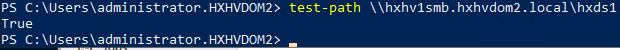 Machine generated alternative text:PS C: test-path \\hxhvlsmb. hxhvdom2.10ca1\hxds1TruePS C: .