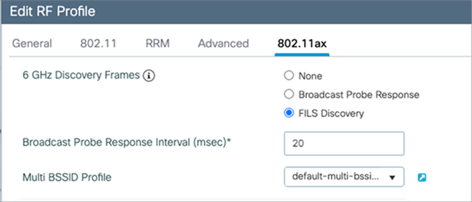 Configuring FILS discovery on the Catalyst 9800 controller.