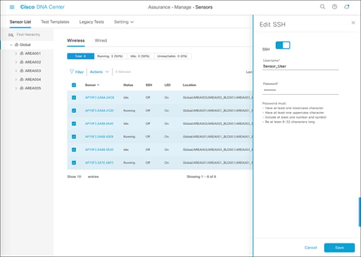 Enabling SSH access on selected sensors