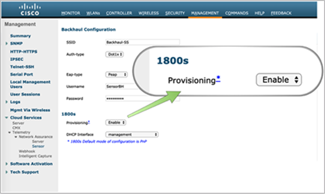 Aironet Active Sensor day-0 provisioning configuration on the WLC