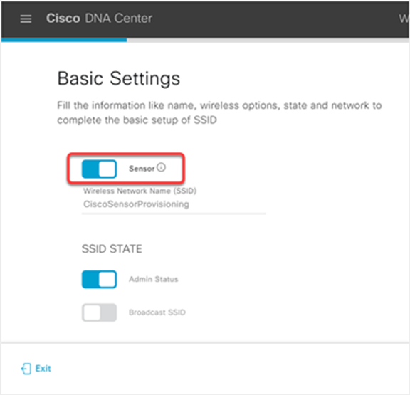 Enable the Sensor feature for the SSID