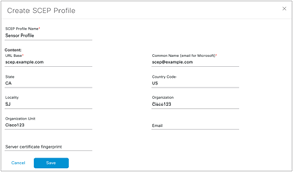 Create SCEP Profile page