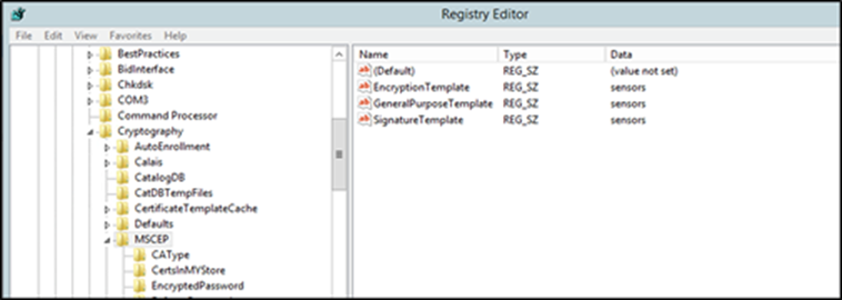 MSCEP directory within a Windows machine