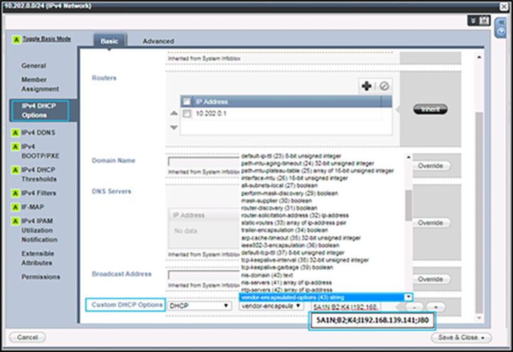 Creating an option 43 string on an Infoblox DHCP server