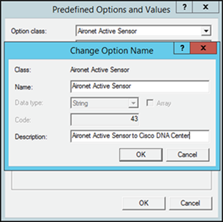 Specifying information for the option type in Windows Server