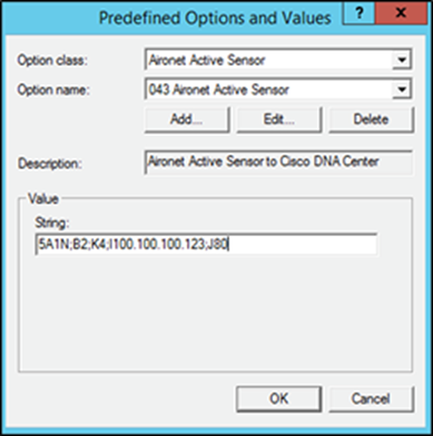Specifying the string input for the option