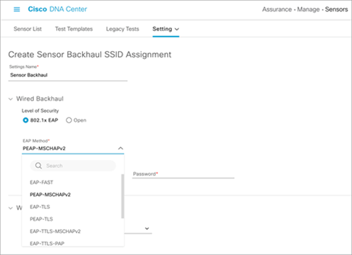Configuring a wired backhaul profile
