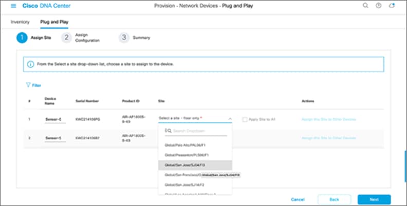 Selecting a location to claim the sensor