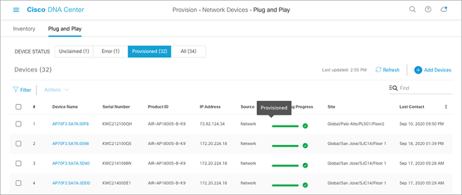 Sensor provisioning – sensors in provisioned state after claiming