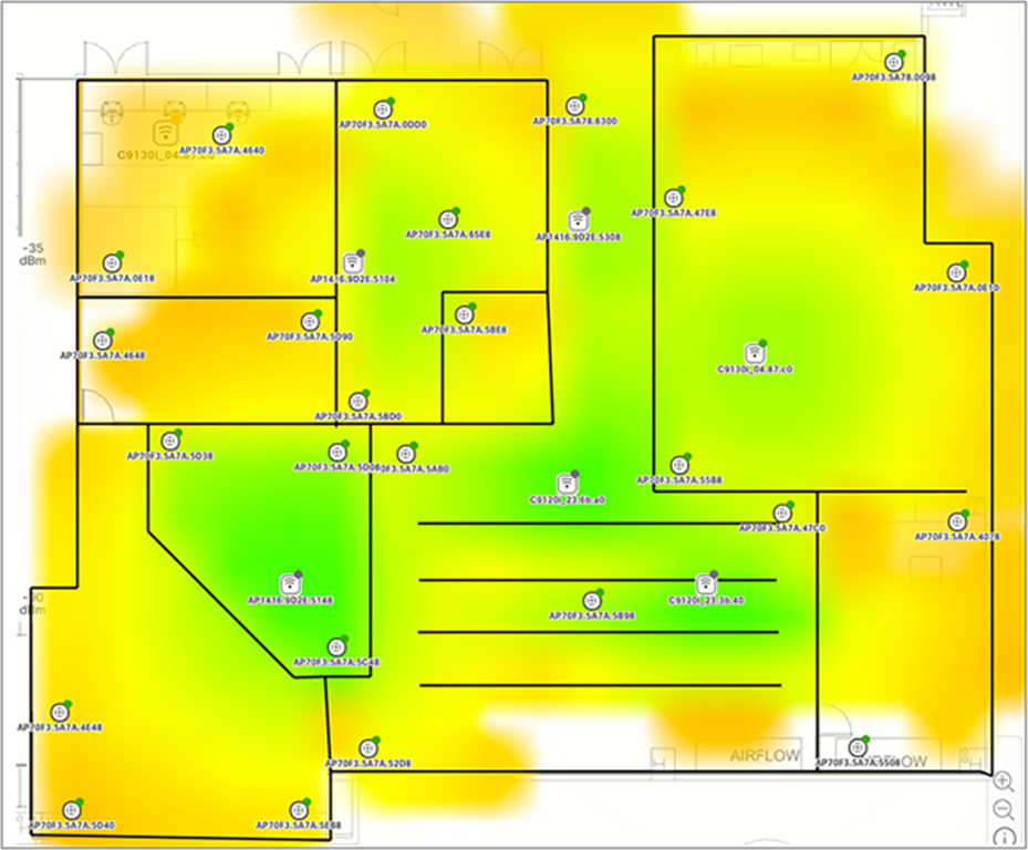 Sensor and AP floor map deployment
