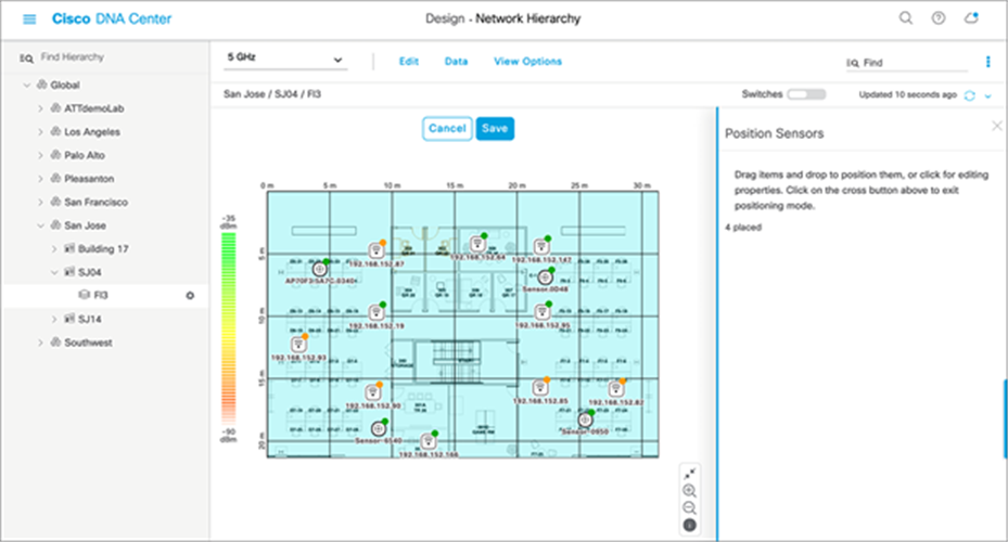 Placing sensors on the floor map