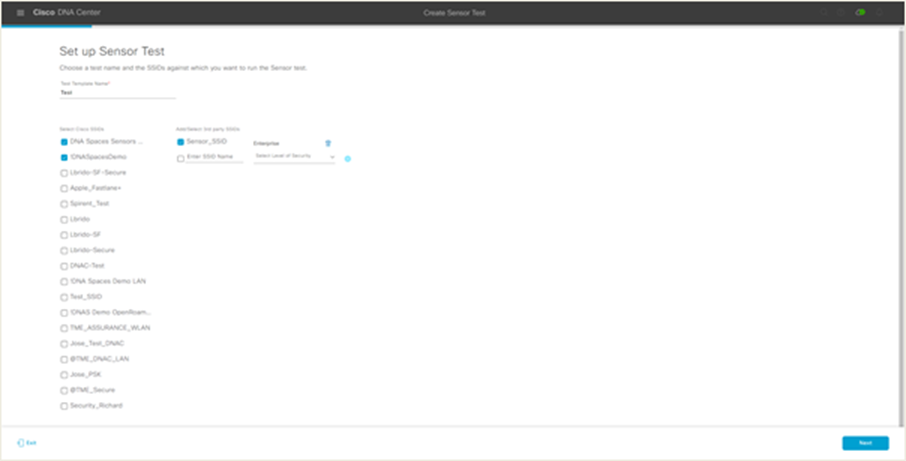 Choosing SSIDs for the sensor test