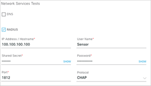 Network Services Tests – RADIUS test